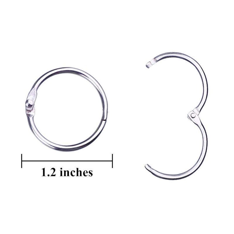 HAUTOCO 100 Pcs Loose Leaf Binder Rings, 1.2 Inch Nickel Plated Metal Binder Rings, Office Book Rings Keychain Key Rings for School Home Index Cards - Image 3